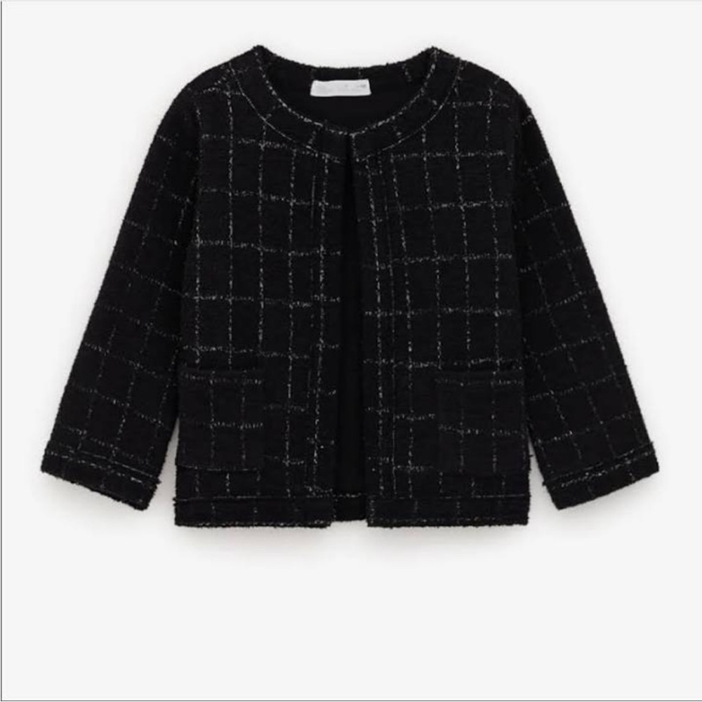 EUC Zara Black Tweed-Look Girls Jacket